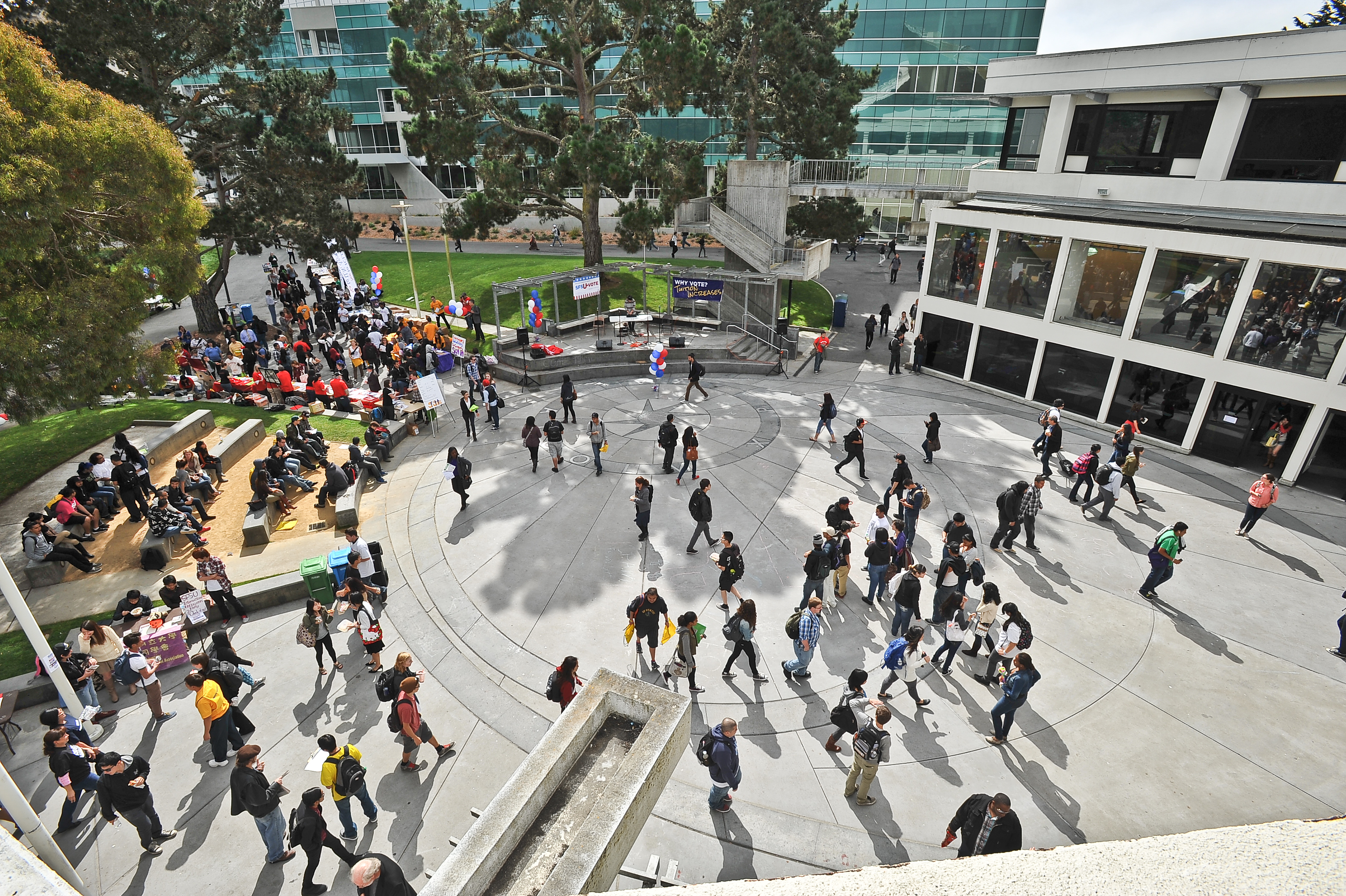 Photo of students in Malcolm X Plaza